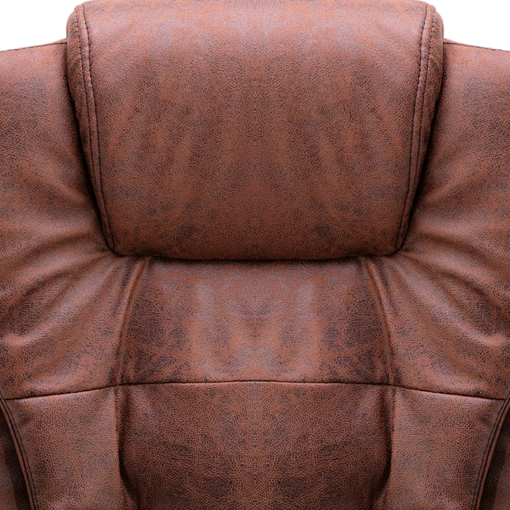 vidaXL Silla de oficina de piel de ante sintética marrón - Image 6