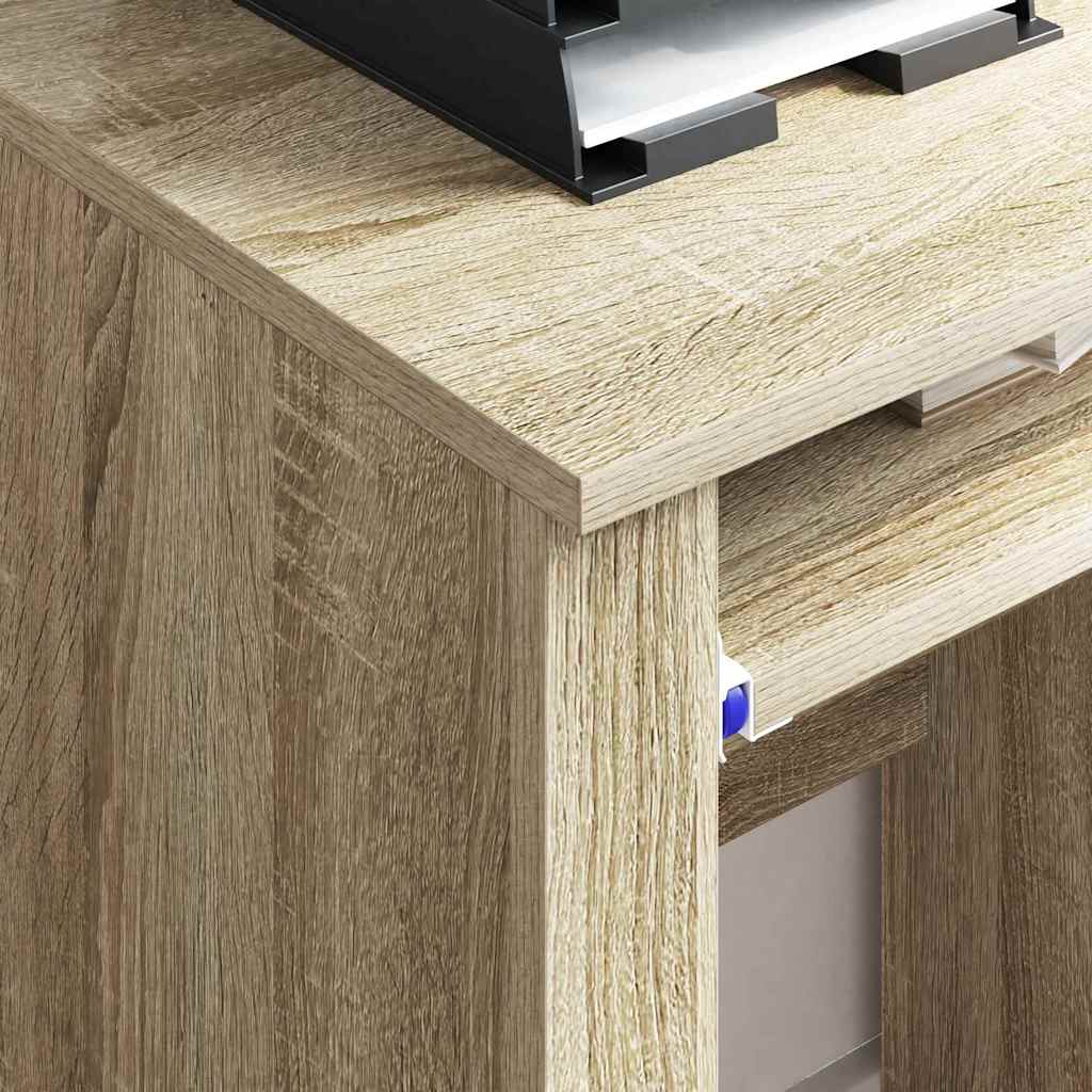 vidaXL Escritorio con Ruedas con cajón Roble Sonoma 91 x 50 x 77 cm - Image 4