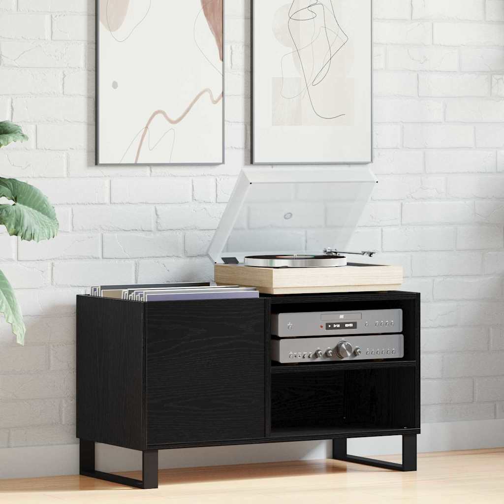 vidaXL Mueble para discos de vinilo Roble Negro 85 x 38 x 48 cm