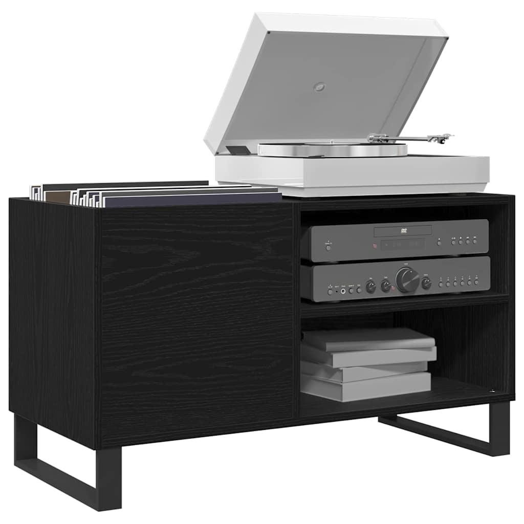 vidaXL Mueble para discos de vinilo Roble Negro 85 x 38 x 48 cm - Image 3