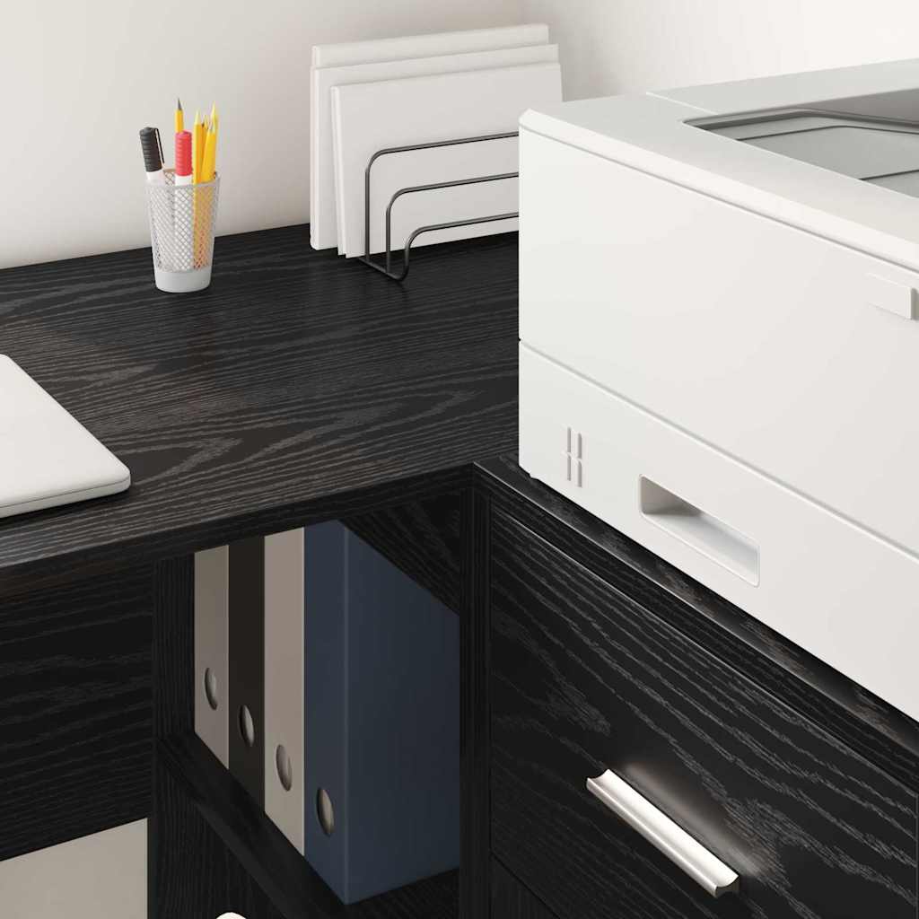 vidaXL Escritorio Roble Negro 102 x 50 x 75 cm Madera de ingeniería - Image 4