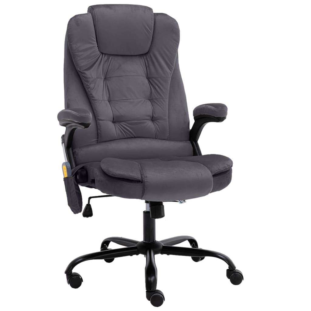 vidaXL Silla de oficina de masaje terciopelo gris oscuro