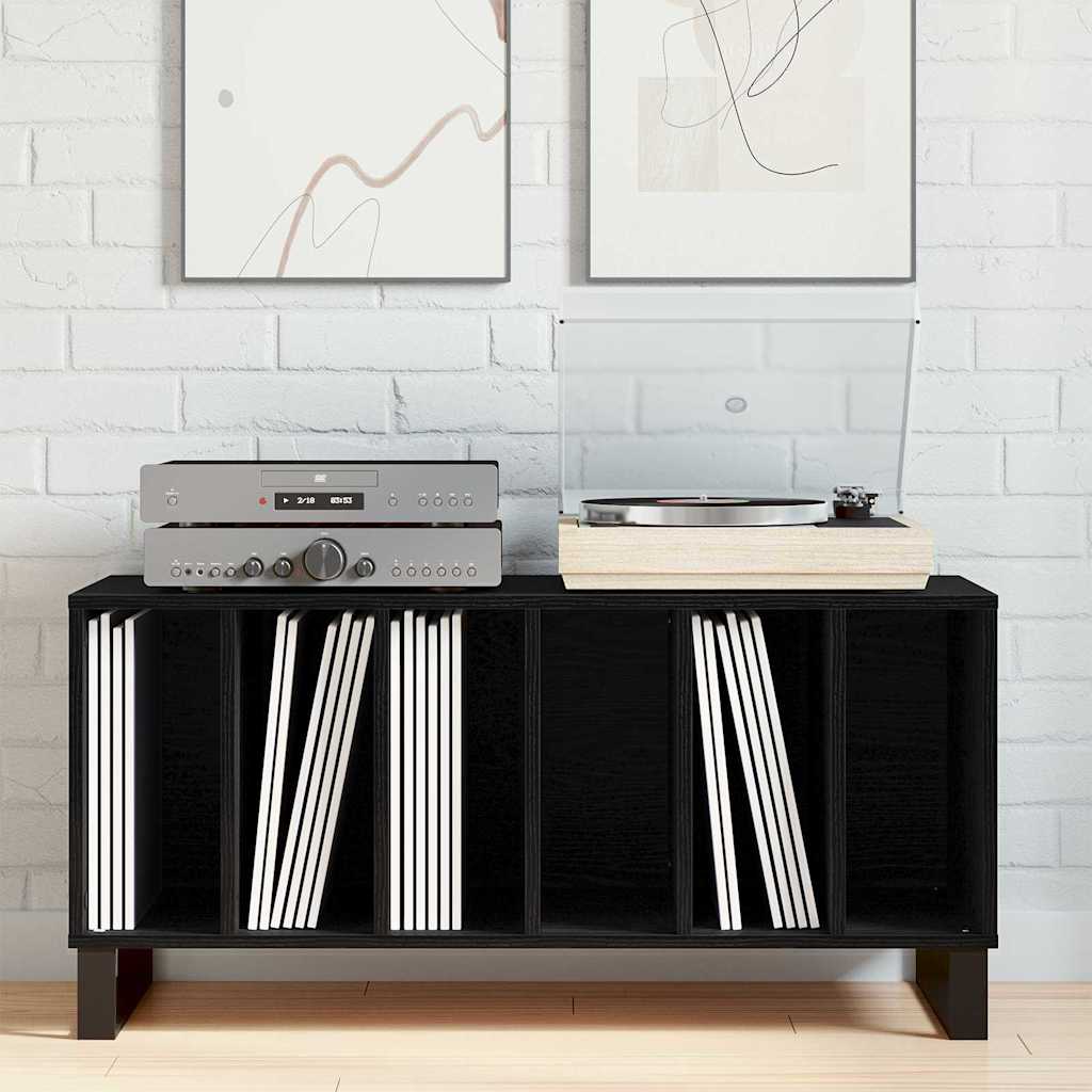 vidaXL Mueble para discos de vinilo Roble Negro 100 x 38 x 48 cm - Image 4