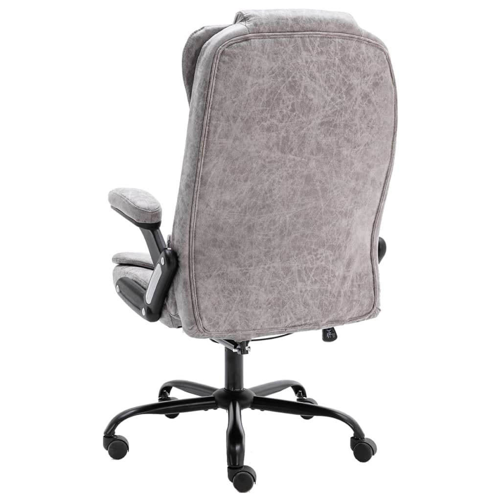 vidaXL Silla de oficina de piel de ante sintética gris claro - Image 4