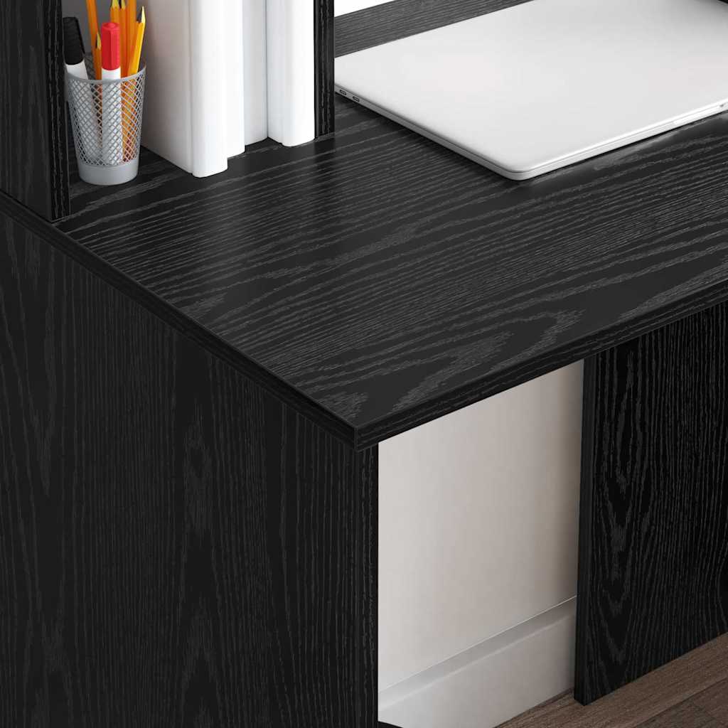 vidaXL Escritorio Roble Negro 91 x 50 x 149 cm Madera de ingeniería - Image 4