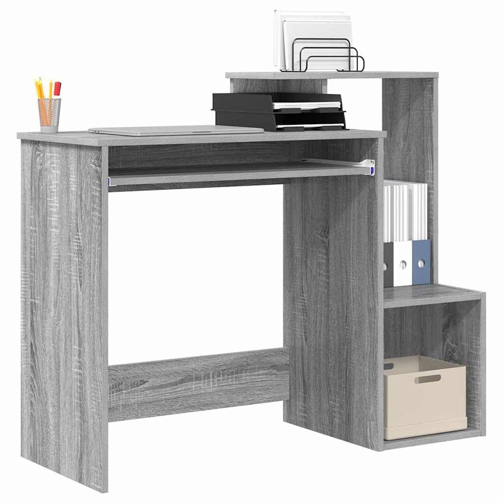 vidaXL Escritorio Gris Sonoma 106 x 41 x 88.5 cm Madera de ingeniería - Image 3