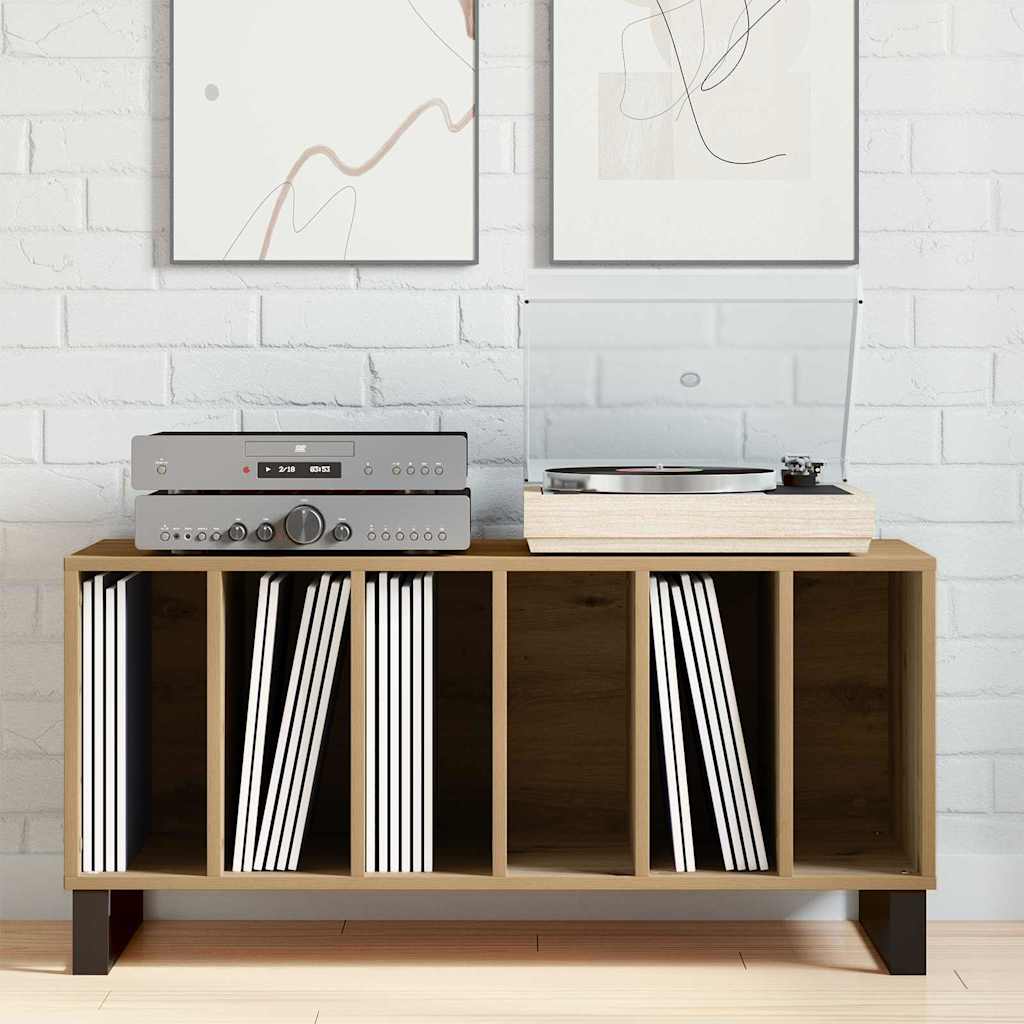 vidaXL Mueble para discos de vinilo Roble artisan 100 x 38 x 48 cm - Image 4