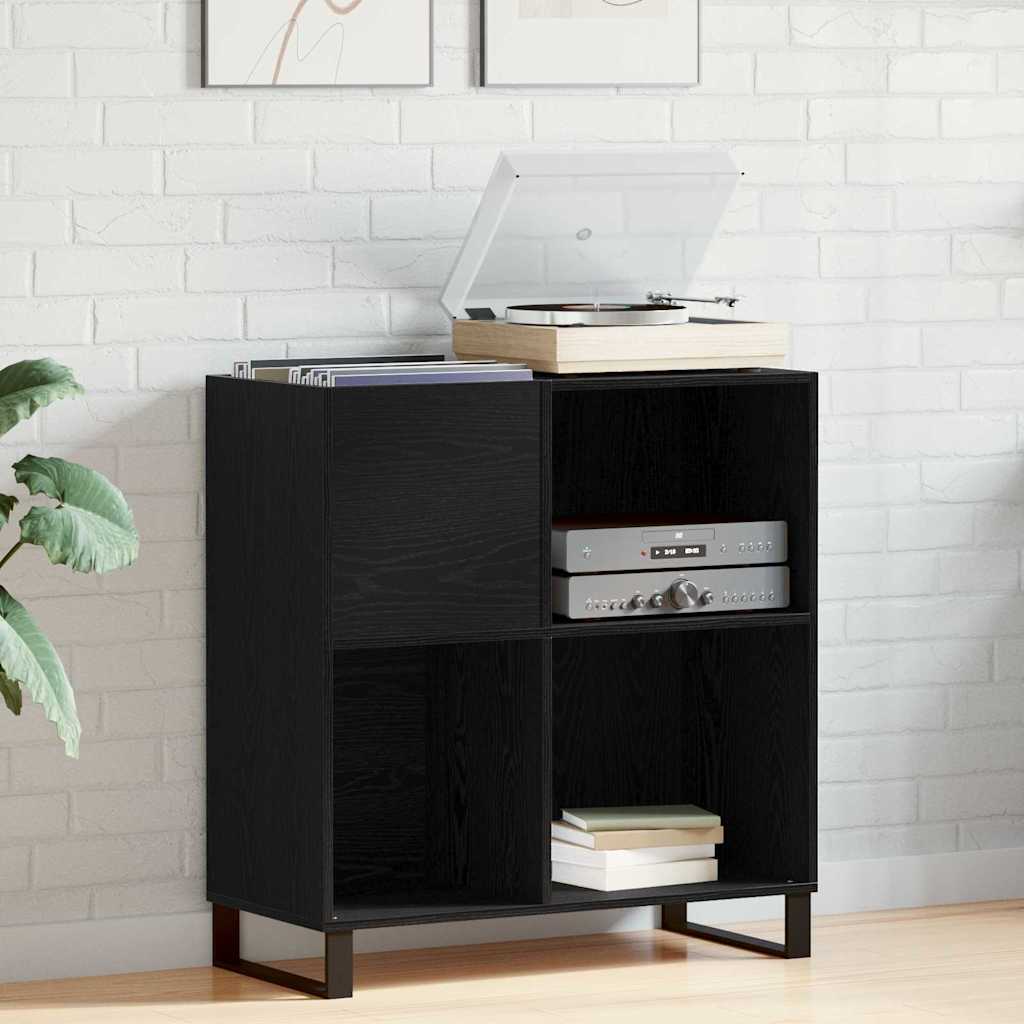 vidaXL Mueble para discos de vinilo Roble Negro 85 x 38 x 89 cm