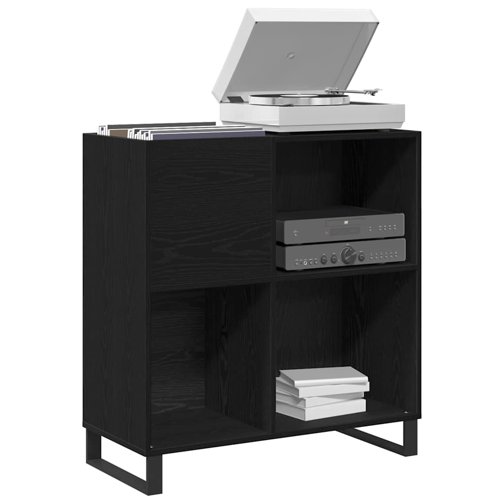 vidaXL Mueble para discos de vinilo Roble Negro 85 x 38 x 89 cm - Image 3