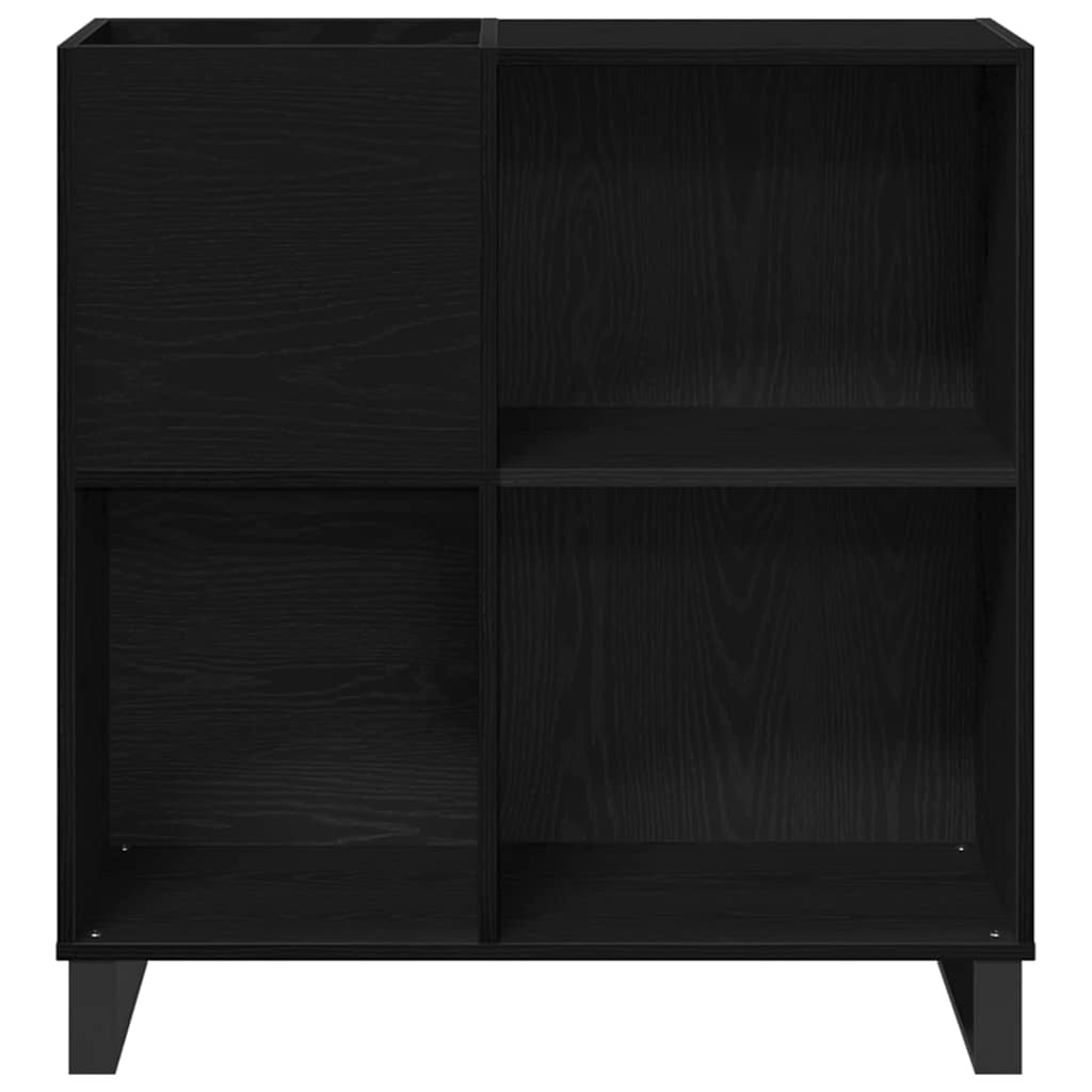 vidaXL Mueble para discos de vinilo Roble Negro 85 x 38 x 89 cm - Image 5