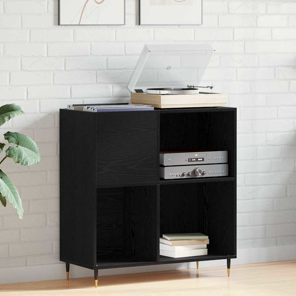 vidaXL Mueble para discos de vinilo Roble Negro 85 x 38 x 89 cm