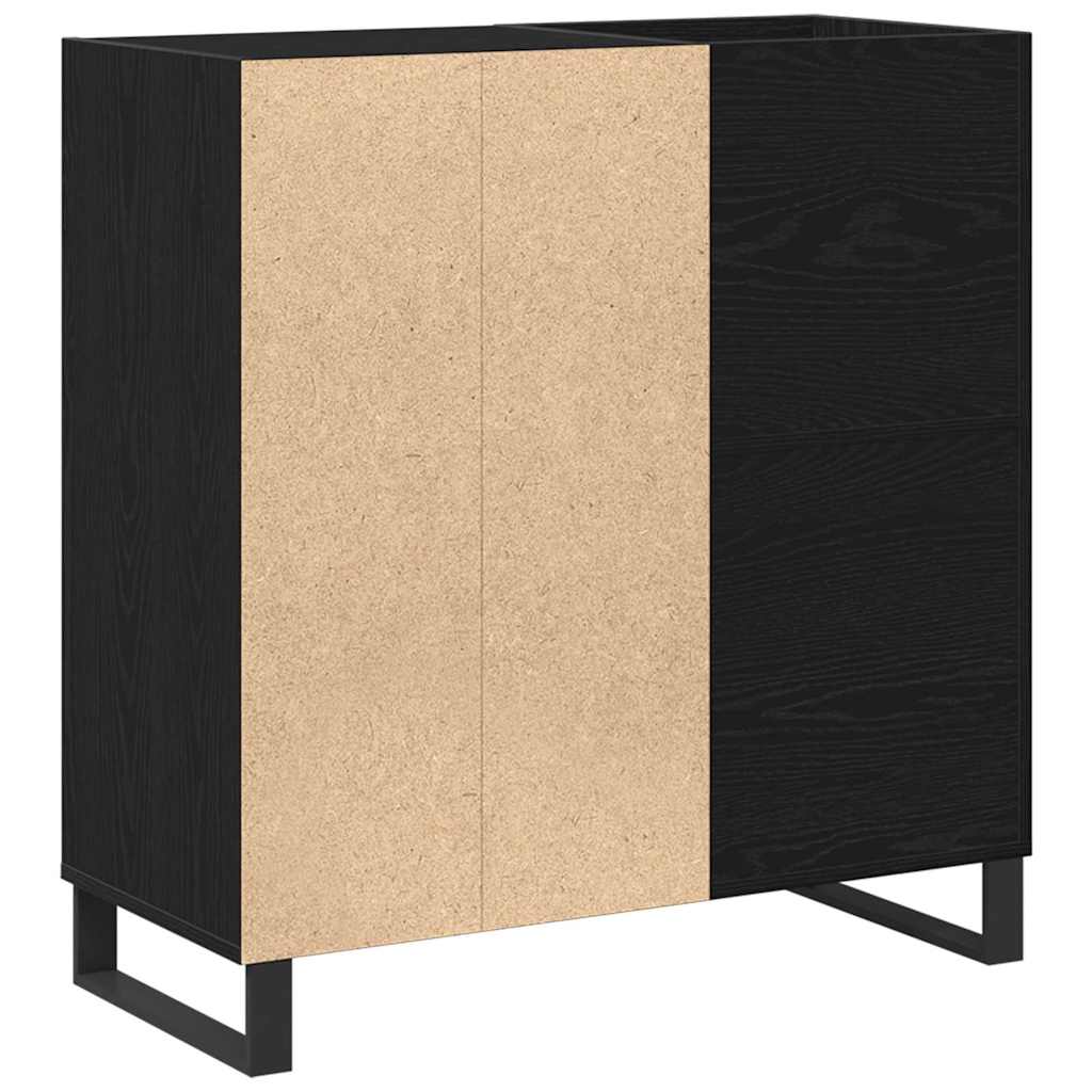 vidaXL Mueble para discos de vinilo Roble Negro 85 x 38 x 89 cm - Image 4