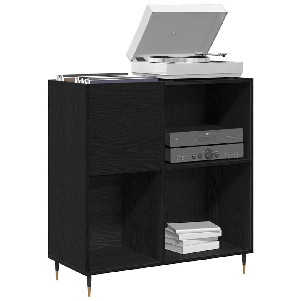 vidaXL Mueble para discos de vinilo Roble Negro 85 x 38 x 89 cm - Image 3