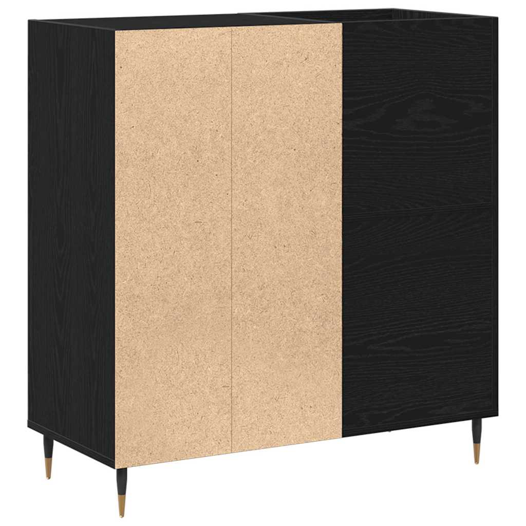 vidaXL Mueble para discos de vinilo Roble Negro 85 x 38 x 89 cm - Image 5