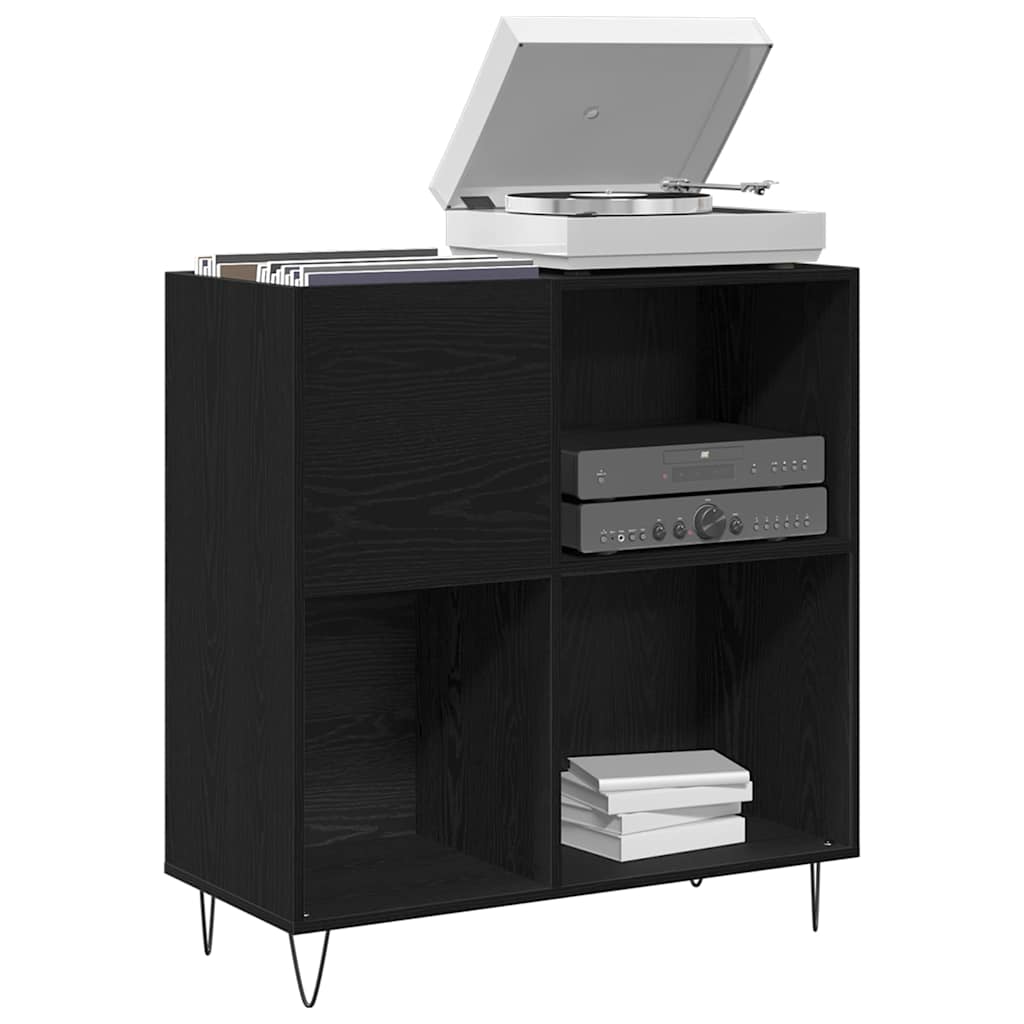 vidaXL Mueble para discos de vinilo Roble Negro 85 x 38 x 89 cm - Image 3