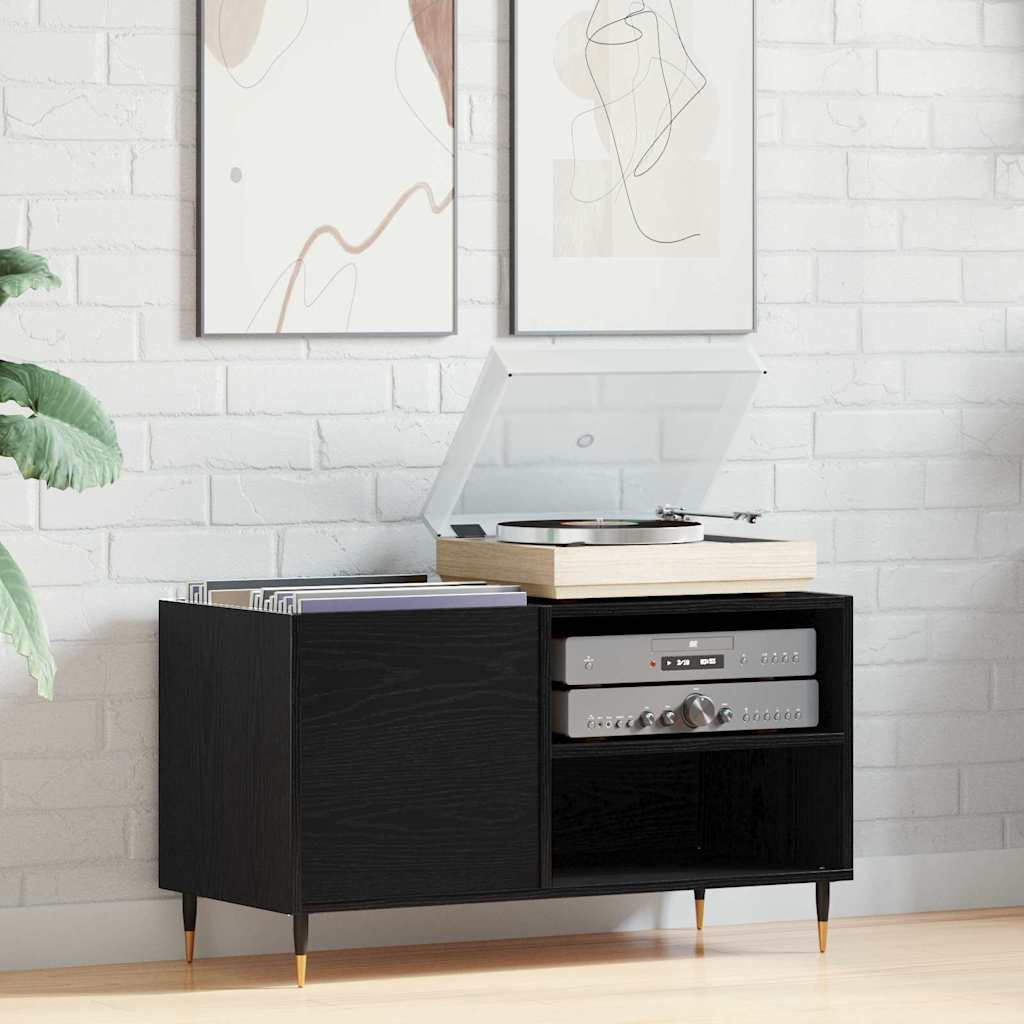 vidaXL Mueble para discos de vinilo Roble Negro 85 x 38 x 48 cm