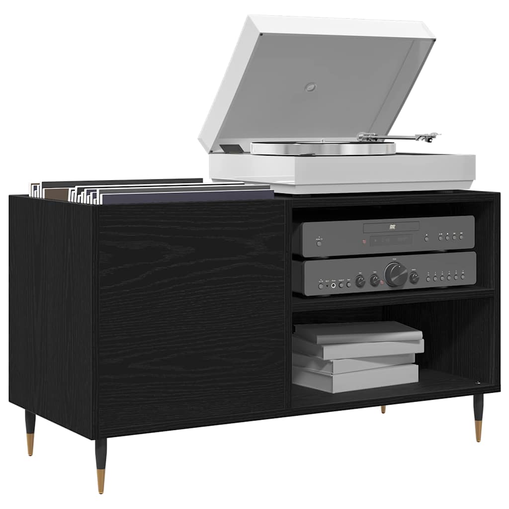 vidaXL Mueble para discos de vinilo Roble Negro 85 x 38 x 48 cm - Image 3