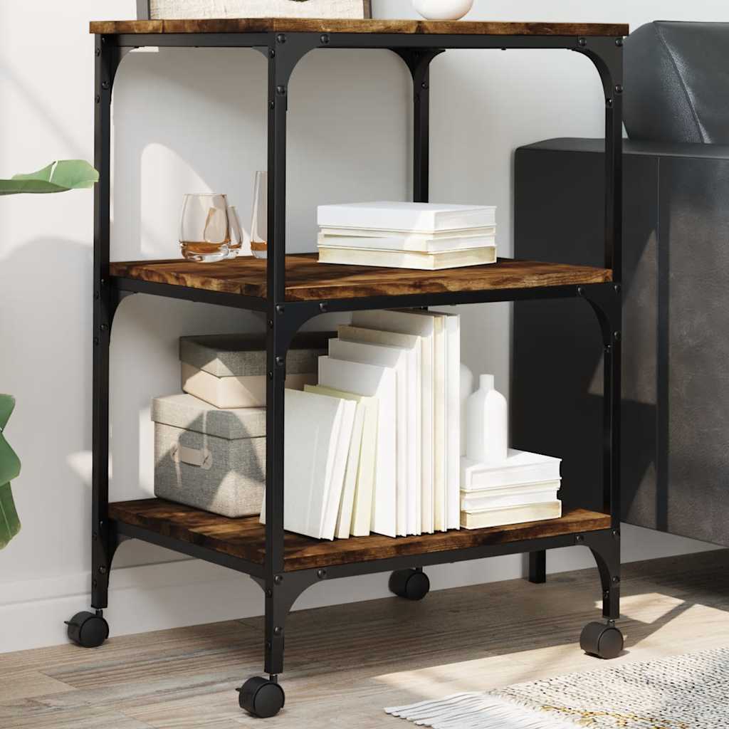 vidaXL Soporte de impresora 3 niveles roble ahumado 50x41x75 cm
