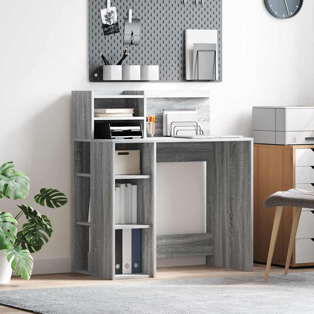 vidaXL Escritorio Gris Sonoma 90 x 48 x 101,5 cm Madera de ingeniería