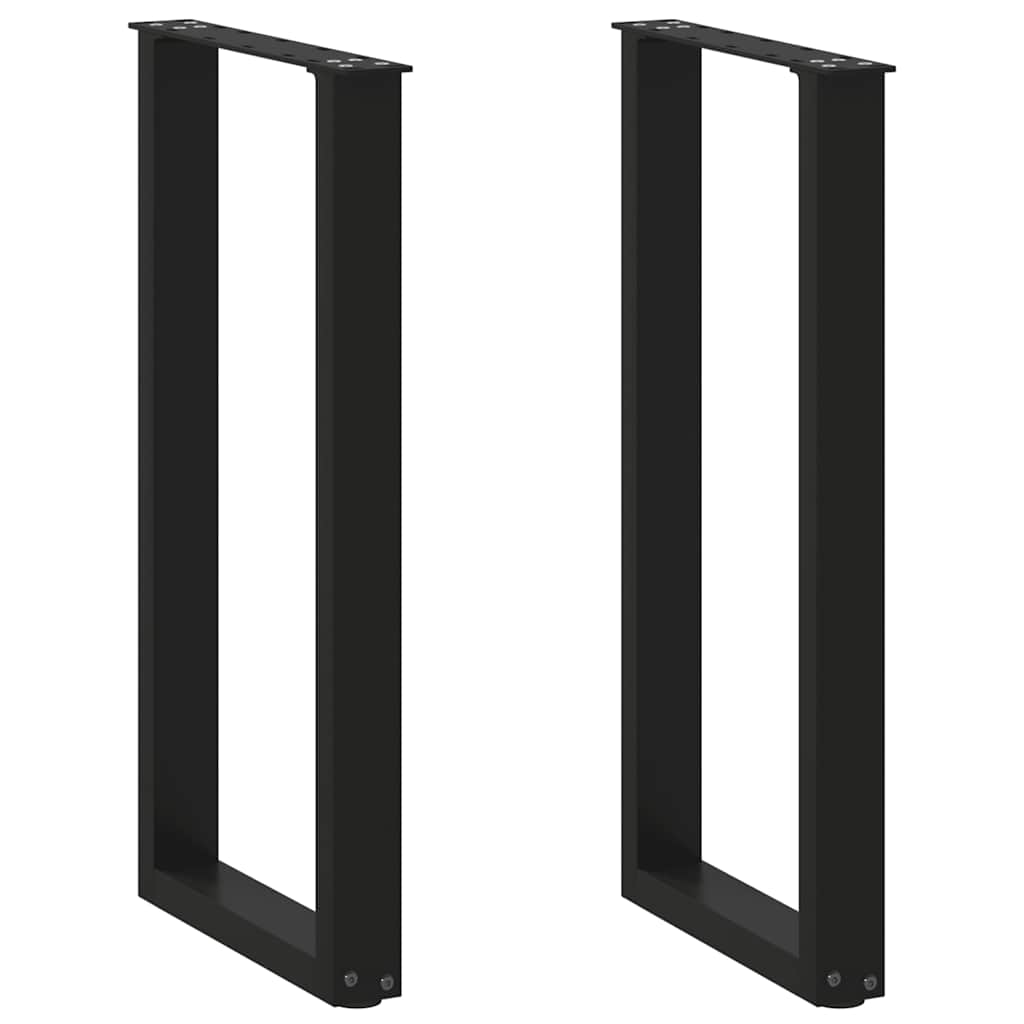 vidaXL Patas para consola en forma de U (2 unidades), color negro, 28 x (72-73) cm, acero