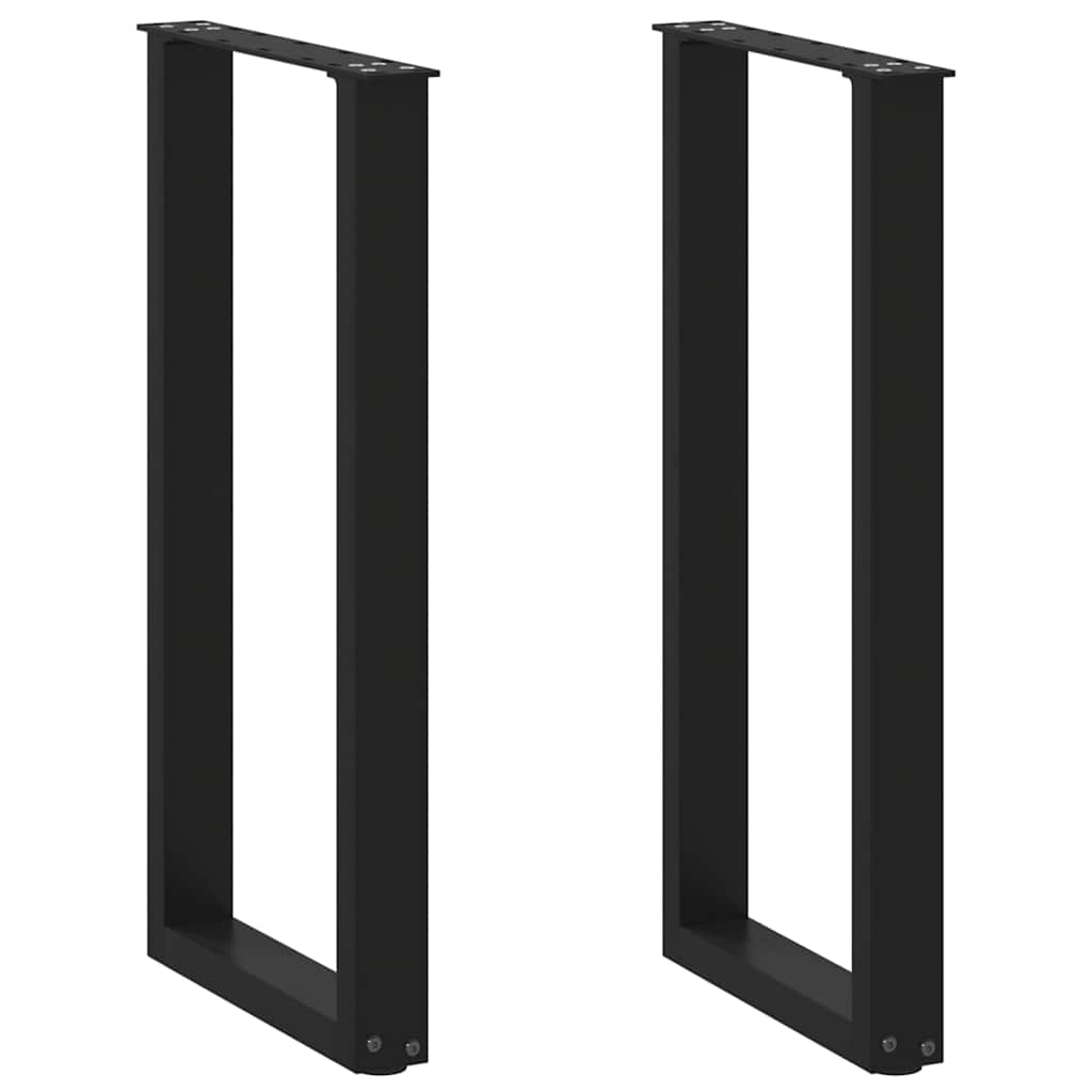 vidaXL Patas para consola en forma de U (2 unidades), color negro, 38 x 72-73 cm, acero
