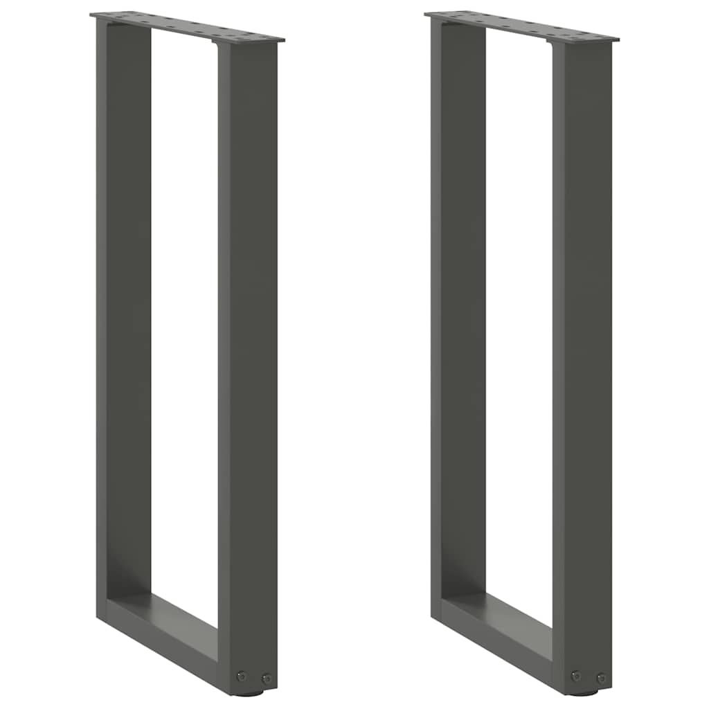 vidaXL Patas para consola en forma de U (2 unidades), antracita, 38 x (72-73) cm, acero