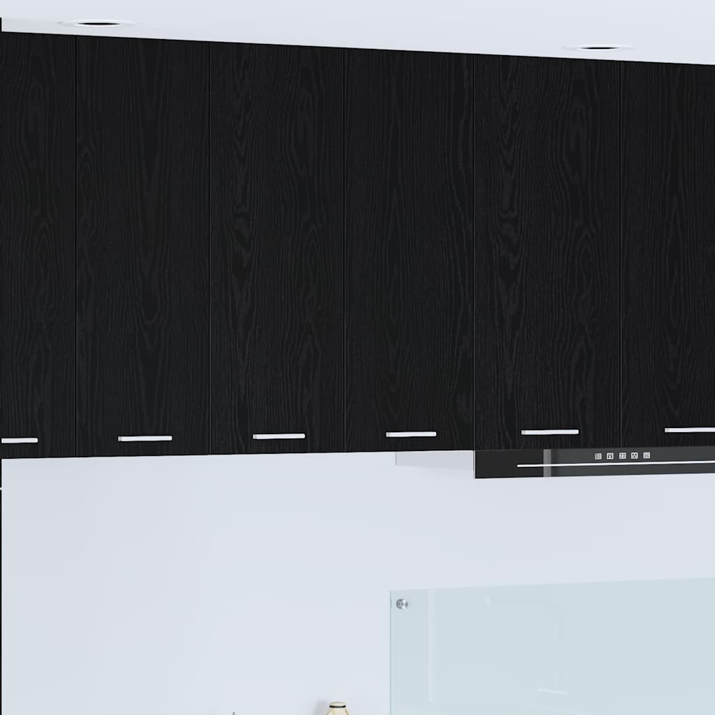 vidaXL Mueble colgante con puerta Riga Roble Negro 60 x 31 x 80 cm