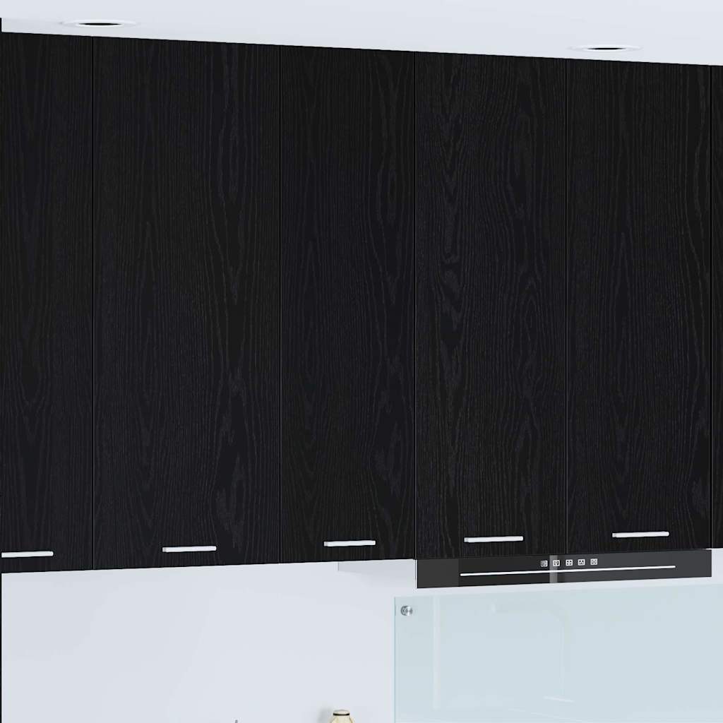 vidaXL Mueble colgante con puerta Riga Roble Negro 30 x 31 x 100 cm