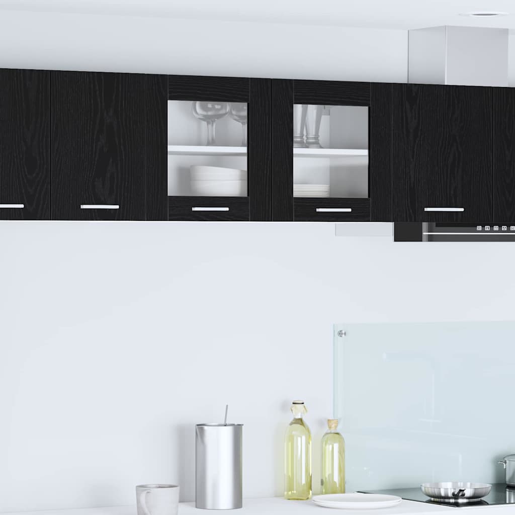 vidaXL Mueble colgante con puerta Riga Roble Negro y 80 x 31 x 40 cm