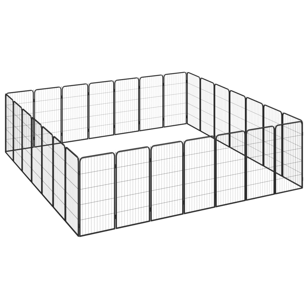 vidaXL Jaula perros 28 paneles acero recubierto polvo negro 50x100 cm - Image 3