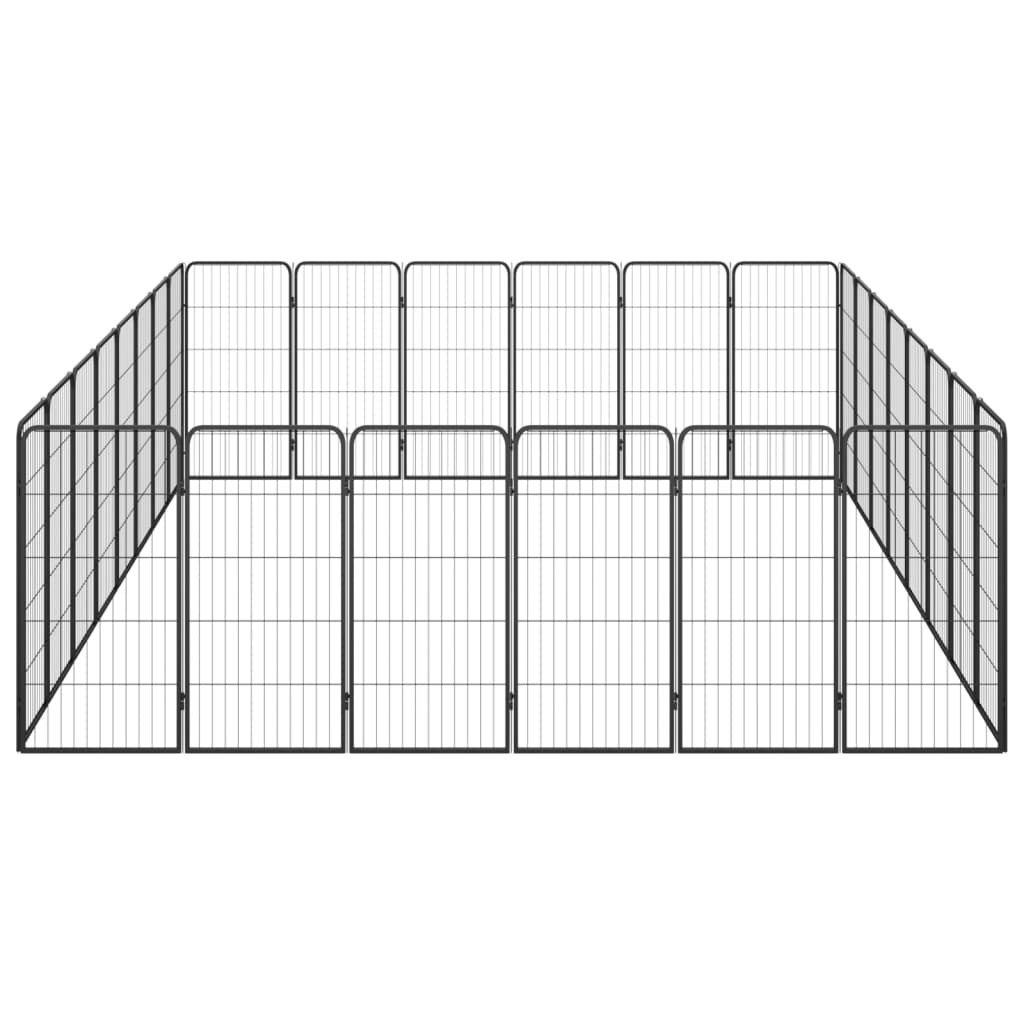 vidaXL Jaula perros 28 paneles acero recubierto polvo negro 50x100 cm - Image 4