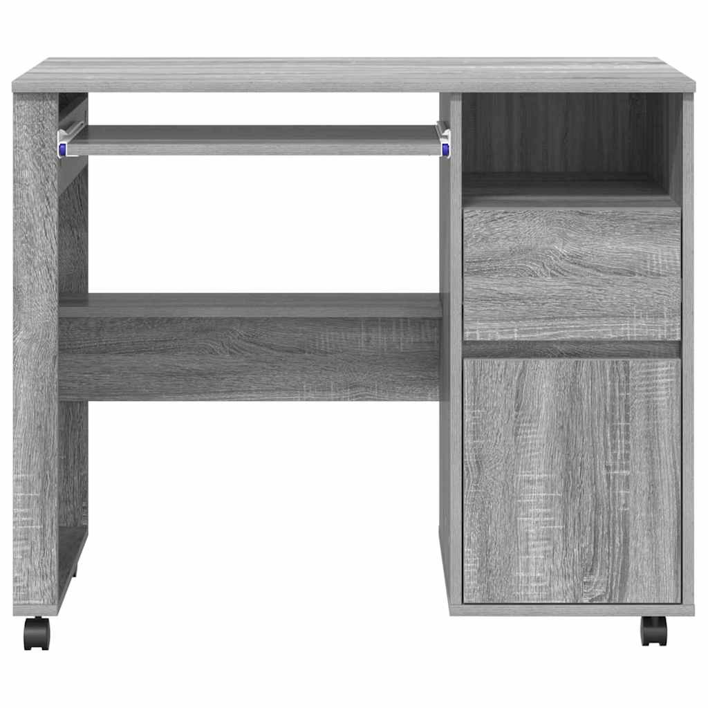 vidaXL Escritorio con Ruedas con cajón Gris Sonoma 91 x 50 x 77 cm - Image 6