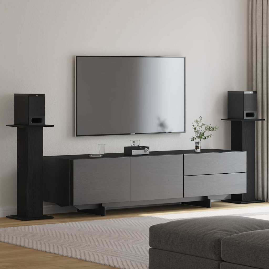 vidaXL Lautsprecherständer 2 pcs Schwarz Eichen-Optik 30 x 30 x 80 cm