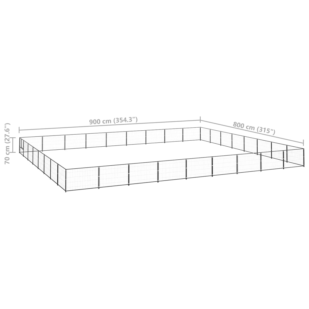 vidaXL Hundezwinger Schwarz 72 m² Stahl - Image 6