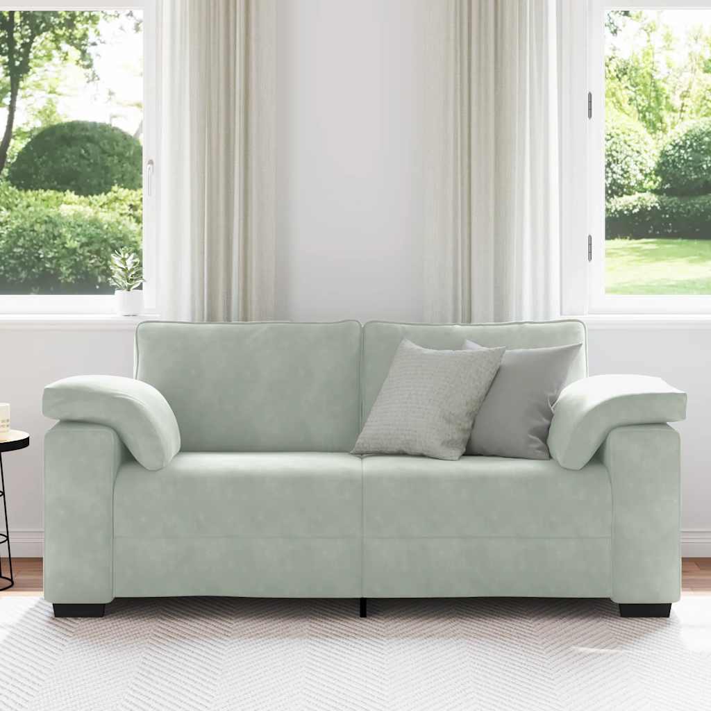 vidaXL Zweisitzer-Sofa Hellgrau 140 cm Samt - Image 3