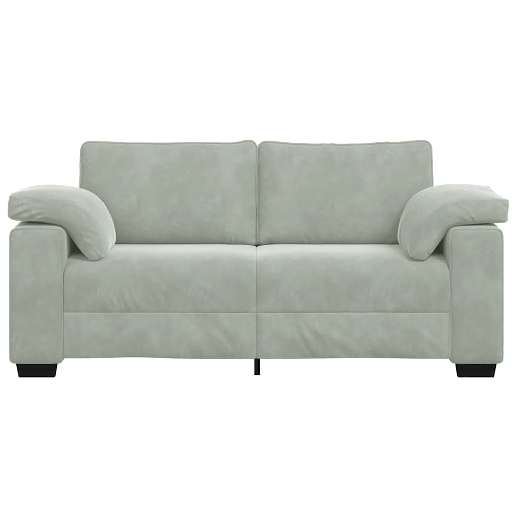 vidaXL Zweisitzer-Sofa Hellgrau 140 cm Samt - Image 4