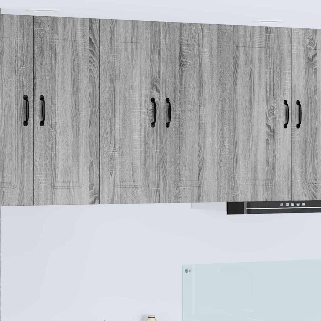 vidaXL Küchenwandschrank mit Regal 2 pcs Graues Sonoma 30 x 31 x 80 cm