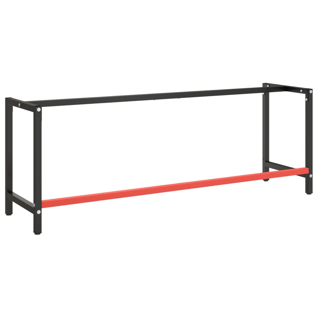vidaXL Werkbankgestell Mattschwarz und Mattrot 220x57x79 cm Metall - Image 3