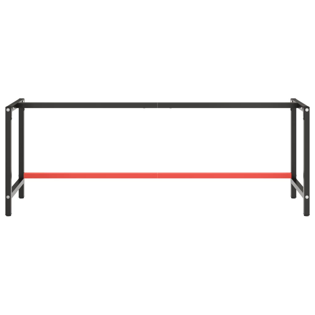vidaXL Werkbankgestell Mattschwarz und Mattrot 220x57x79 cm Metall - Image 4