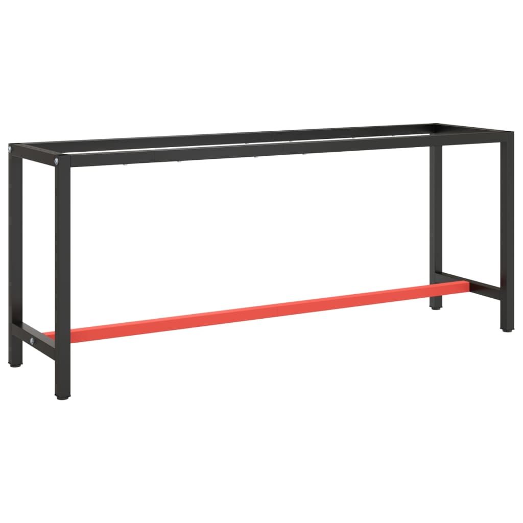vidaXL Werkbankgestell Mattschwarz und Mattrot 190x50x79 cm Metall
