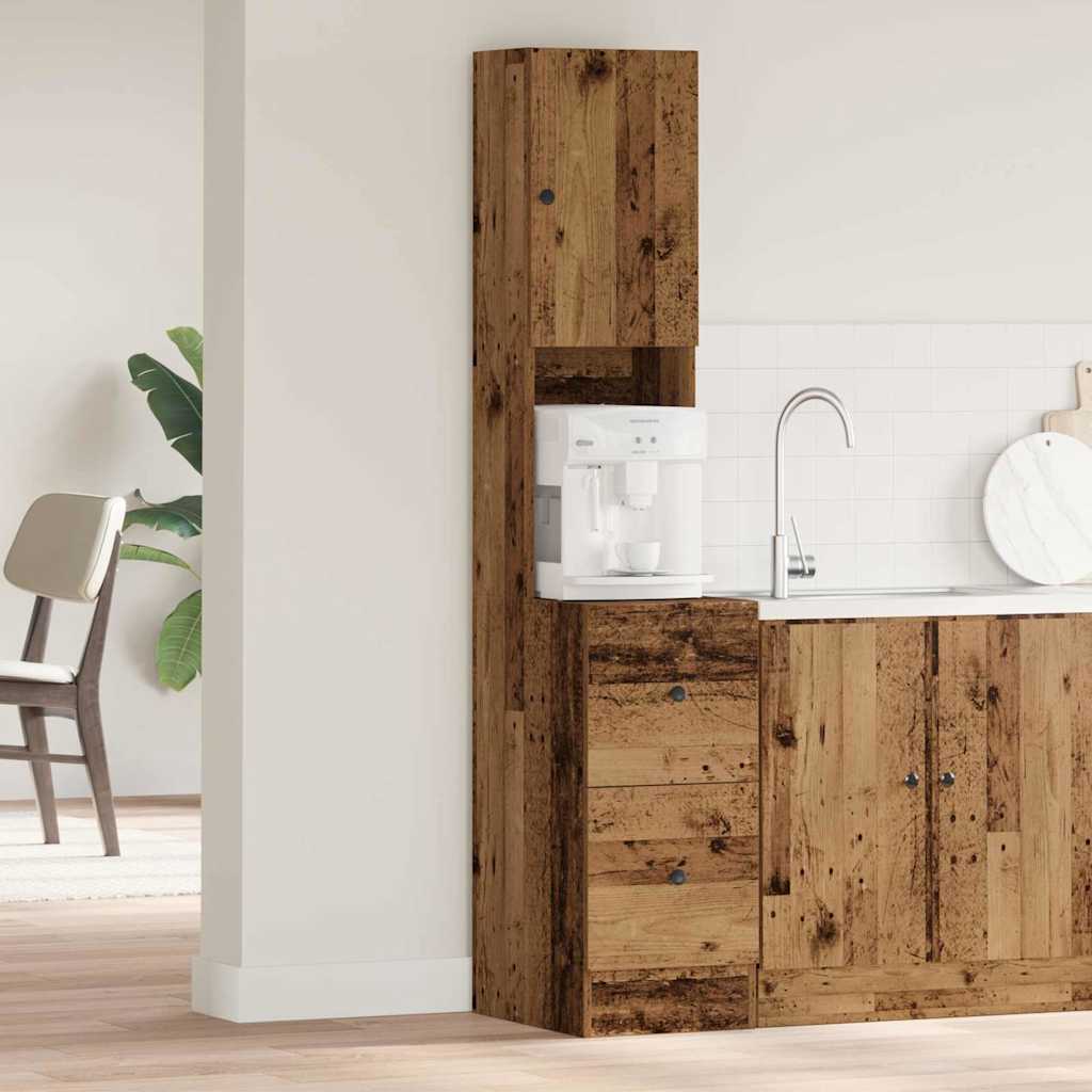 vidaXL Küchenschrank mit Regal Altholz 35 x 50 x 180 cm Holzwerkstoff