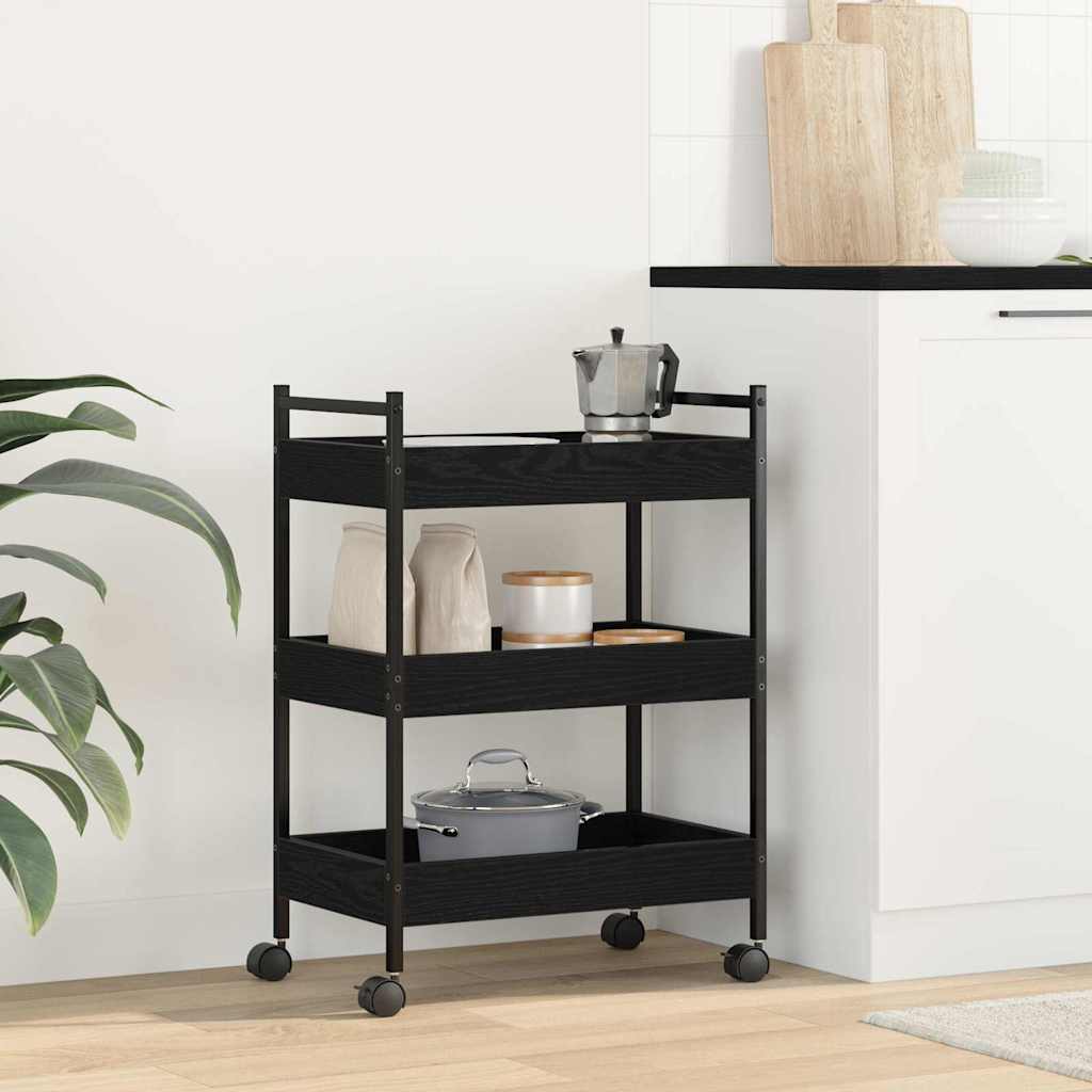vidaXL Küchentrolley Schwarz Eichen-Optik 50 x 30 x 70 cm