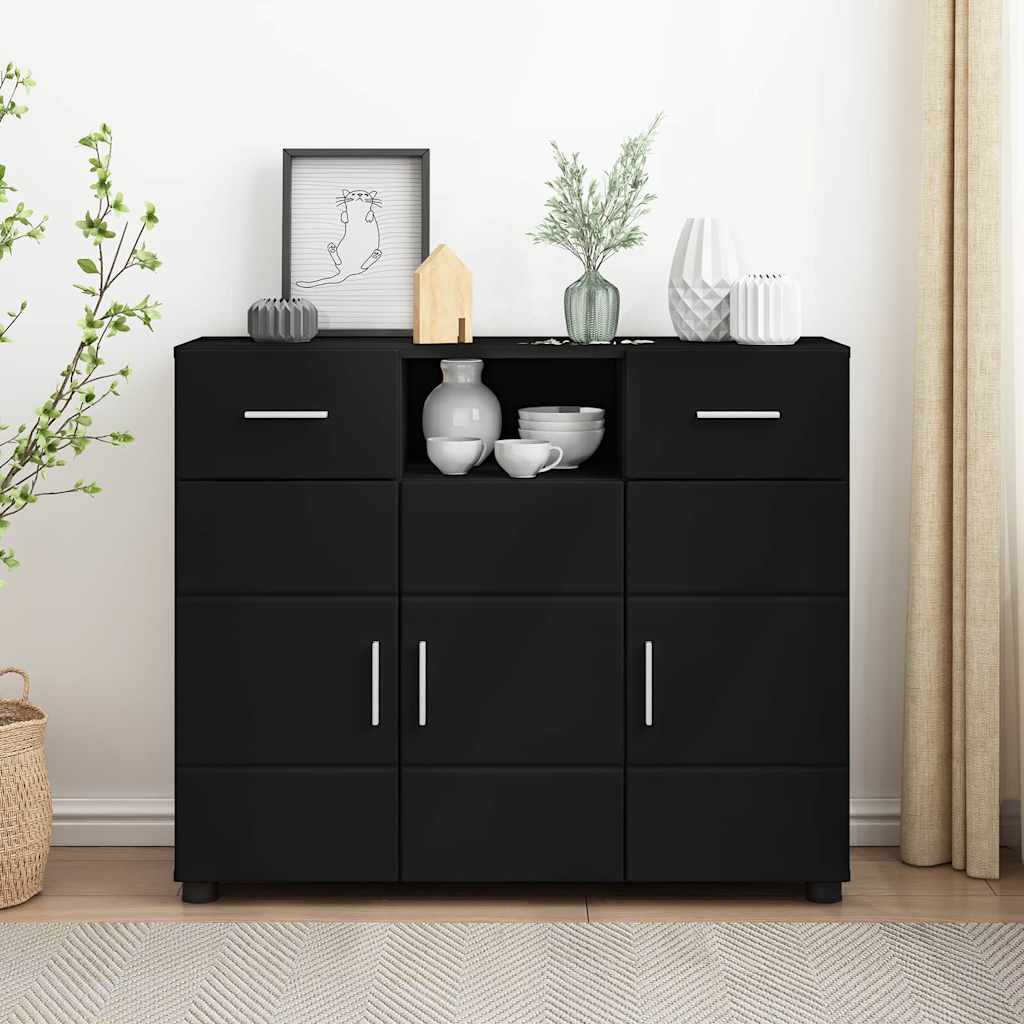 vidaXL Sideboard mit Tür Schwarz 88,5 x 30,5 x 73 cm Holzwerkstoff