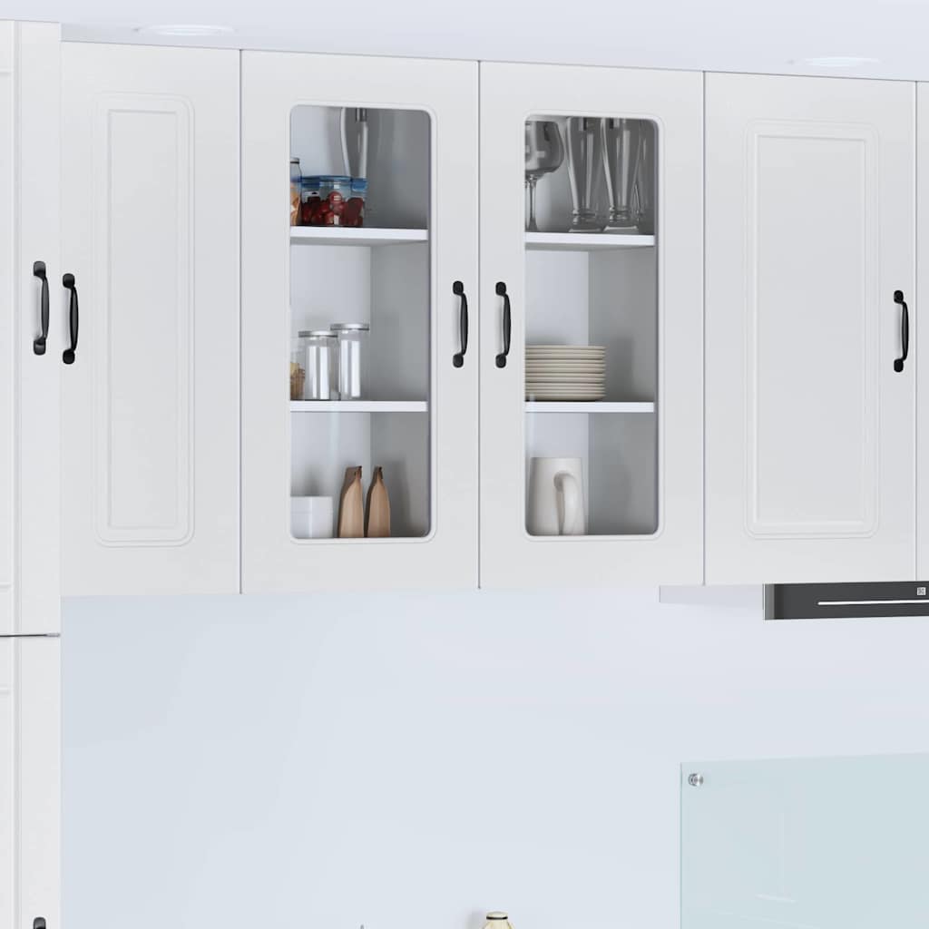 vidaXL Küchenwandschrank mit Tür 2 pcs Hochglanz Weiß 40 x 31 x 80 cm