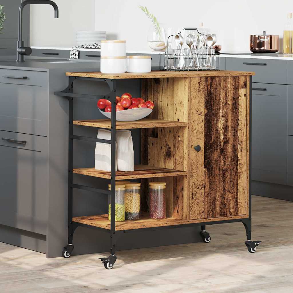 vidaXL Küchentrolley Altholz 87.5 x 38.5 x 84.5 cm Holzwerkstoff