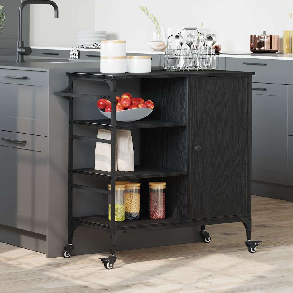 vidaXL Küchentrolley Schwarz Eichen-Optik 87.5 x 38.5 x 84.5 cm