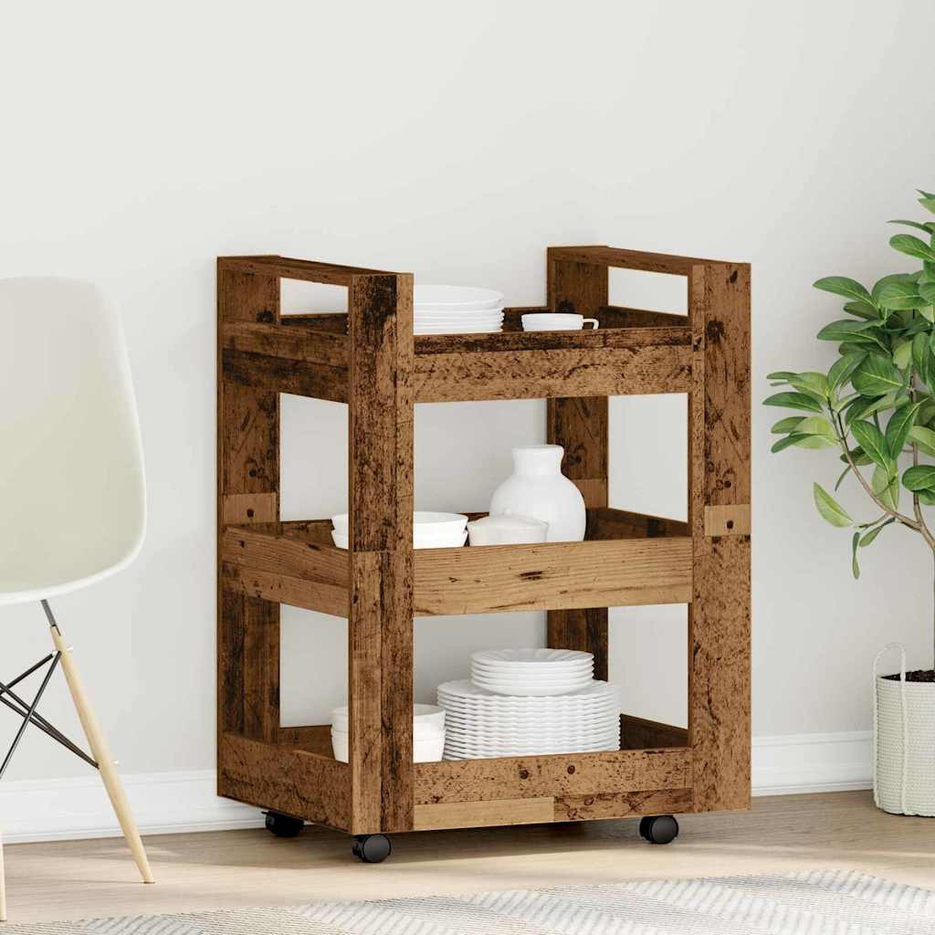 vidaXL Küchentrolley Altholz 60 x 45 x 80 cm Holzwerkstoff