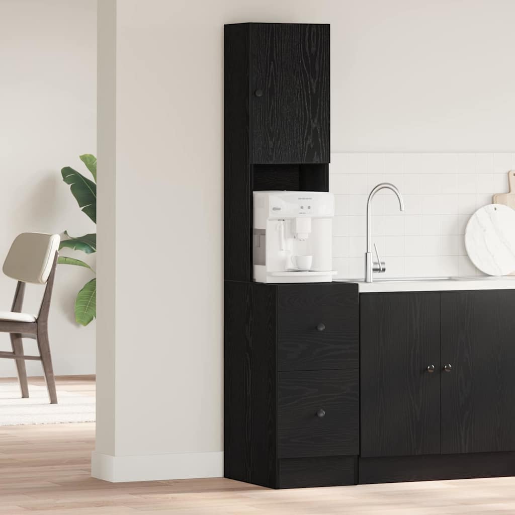vidaXL Küchenschrank mit Regal Schwarz Eichen-Optik 35 x 50 x 180 cm