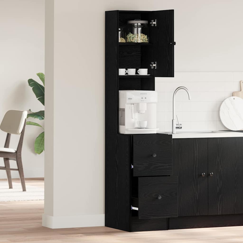 vidaXL Küchenschrank mit Regal Schwarz Eichen-Optik 35 x 50 x 180 cm - Image 4
