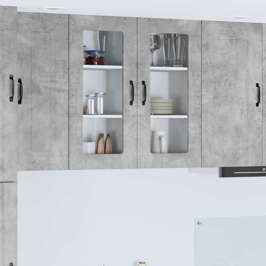 vidaXL Küchenwandschrank mit Regal 2 pcs Beton Grau 40 x 31 x 80 cm